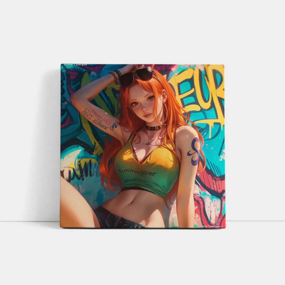 Anime Girl Graffiti Wall Cyberpunk Summer – Wall Art