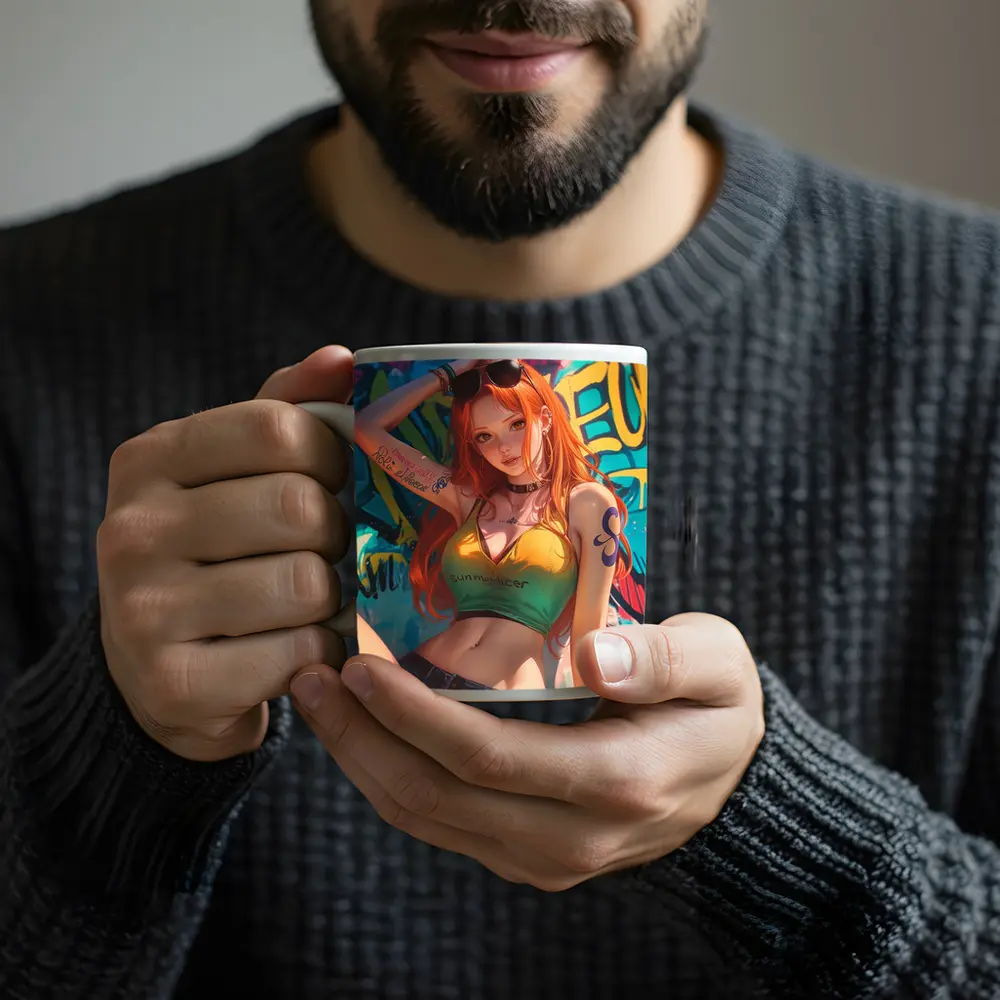 Anime Girl Graffiti Wall Cyberpunk Summer – Mugs