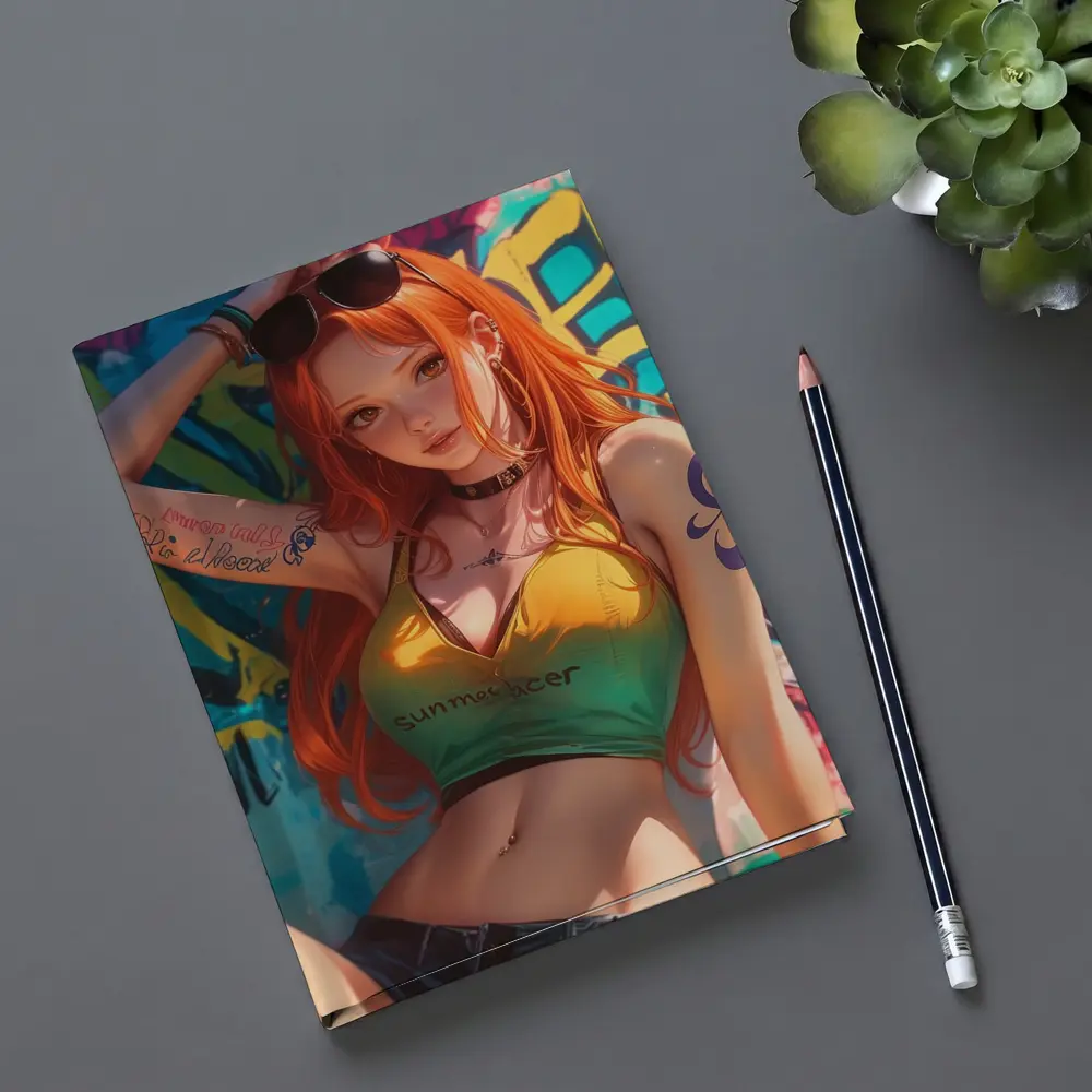 Anime Girl Graffiti Wall Cyberpunk Summer – Notebooks