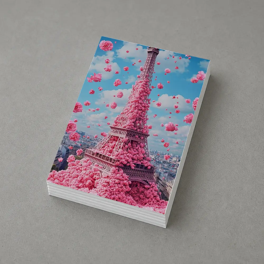Pink Roses Covering Eiffel Tower Paris Sky – Postcards