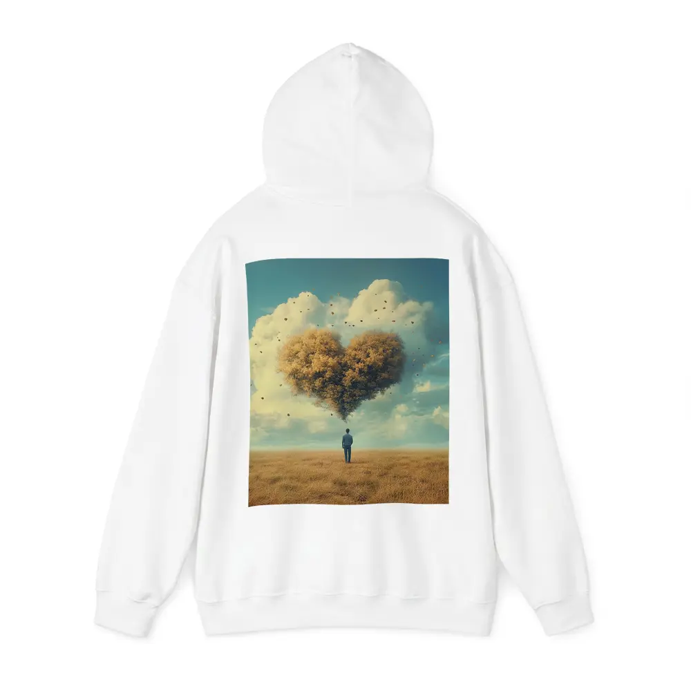 Man Standing Before Giant Heart Cloud Sky – Hoodies