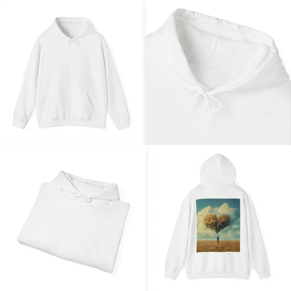 Man Standing Before Giant Heart Cloud Sky – Hoodies