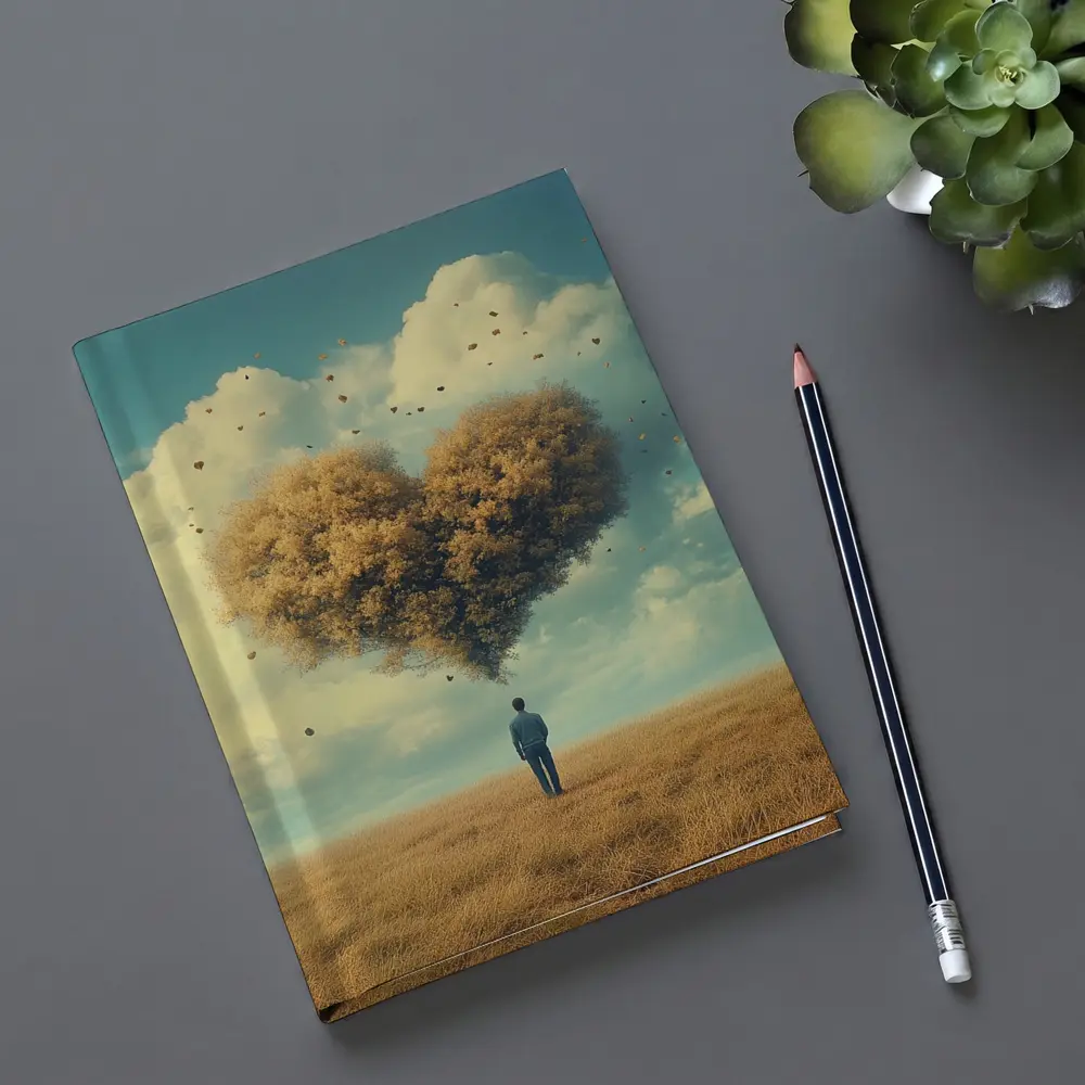 Man Standing Before Giant Heart Cloud Sky – Notebooks