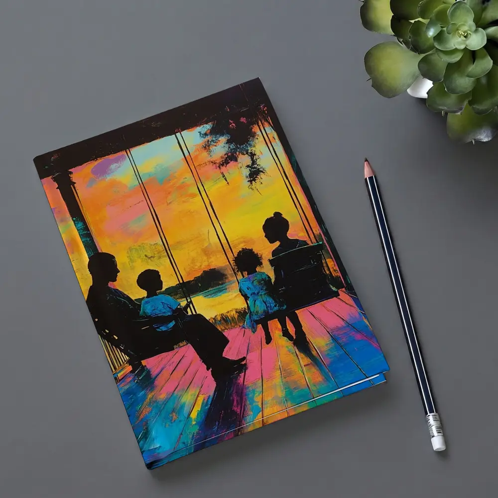 Family Porch Swing Colorful Sunset Painting – Notebooks