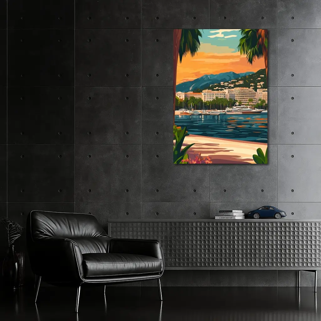 Cannes France Waterfront Sunset Travel Art – Wall Art