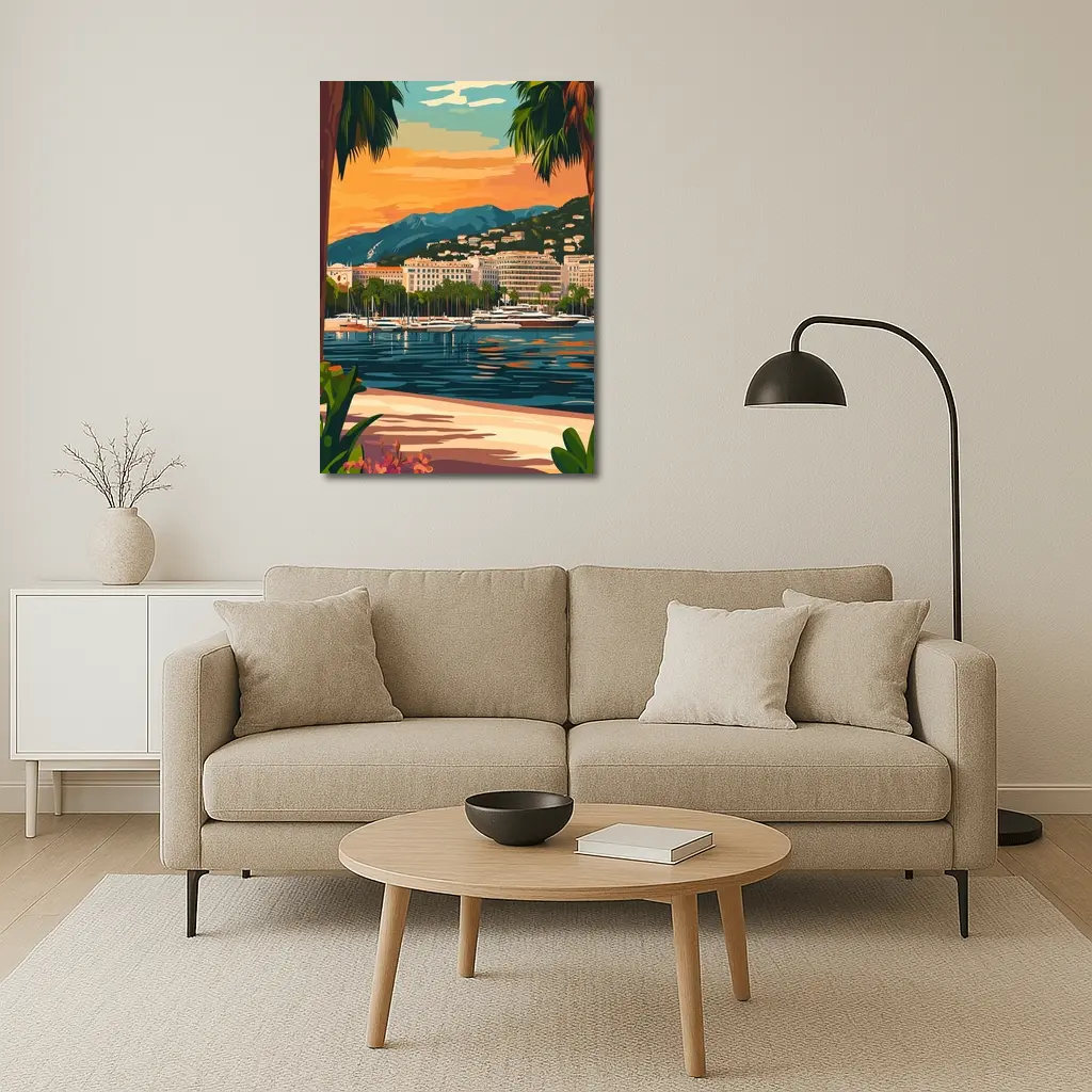 Cannes France Waterfront Sunset Travel Art – Wall Art