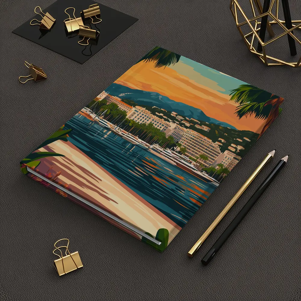 Cannes France Waterfront Sunset Travel Art – Notebooks