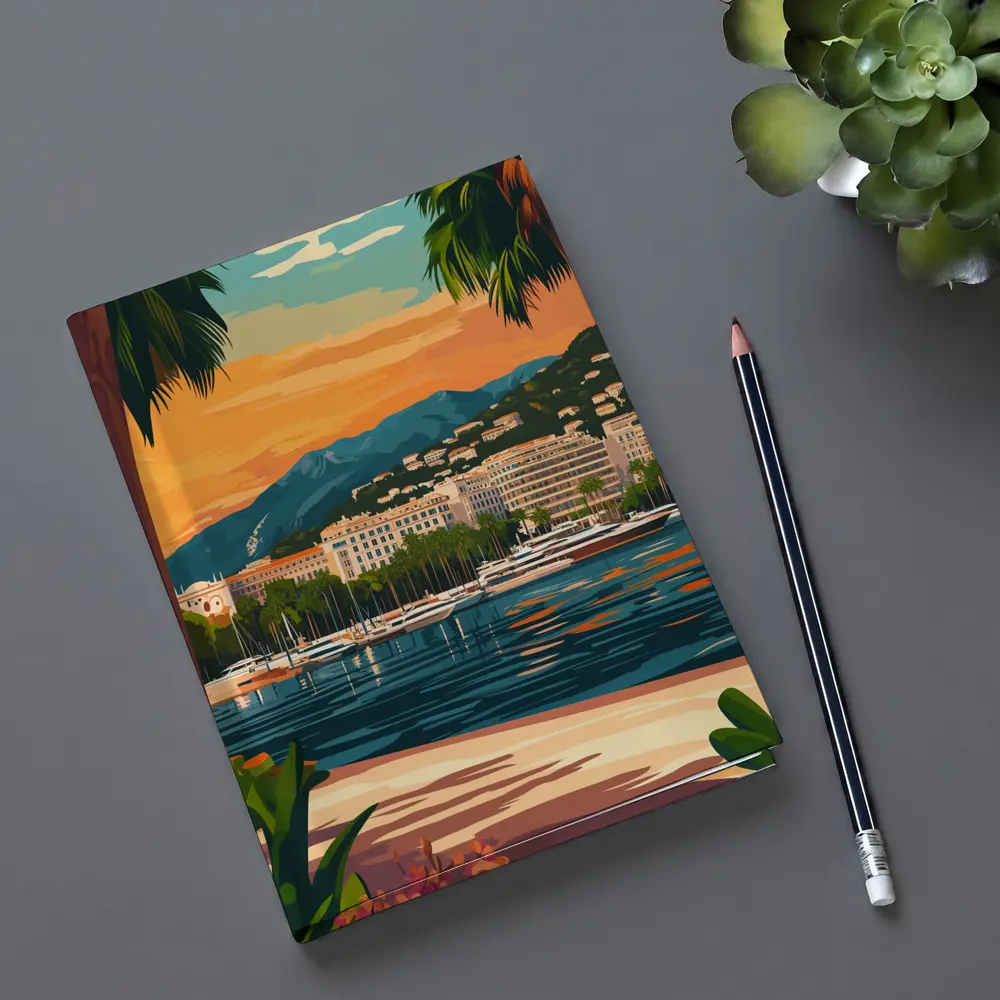 Cannes France Waterfront Sunset Travel Art – Notebooks