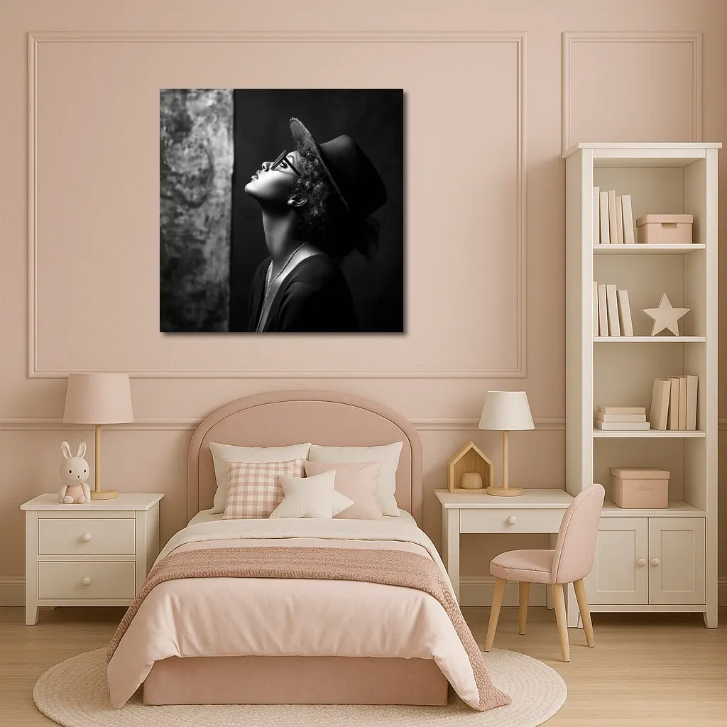 Black and White Woman Portrait Dark Background – Wall Art