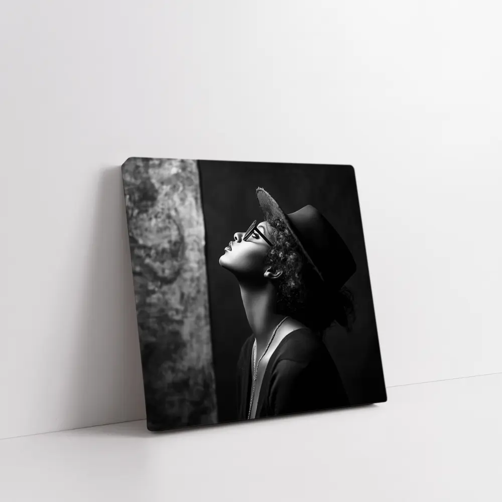 Black and White Woman Portrait Dark Background – Wall Art