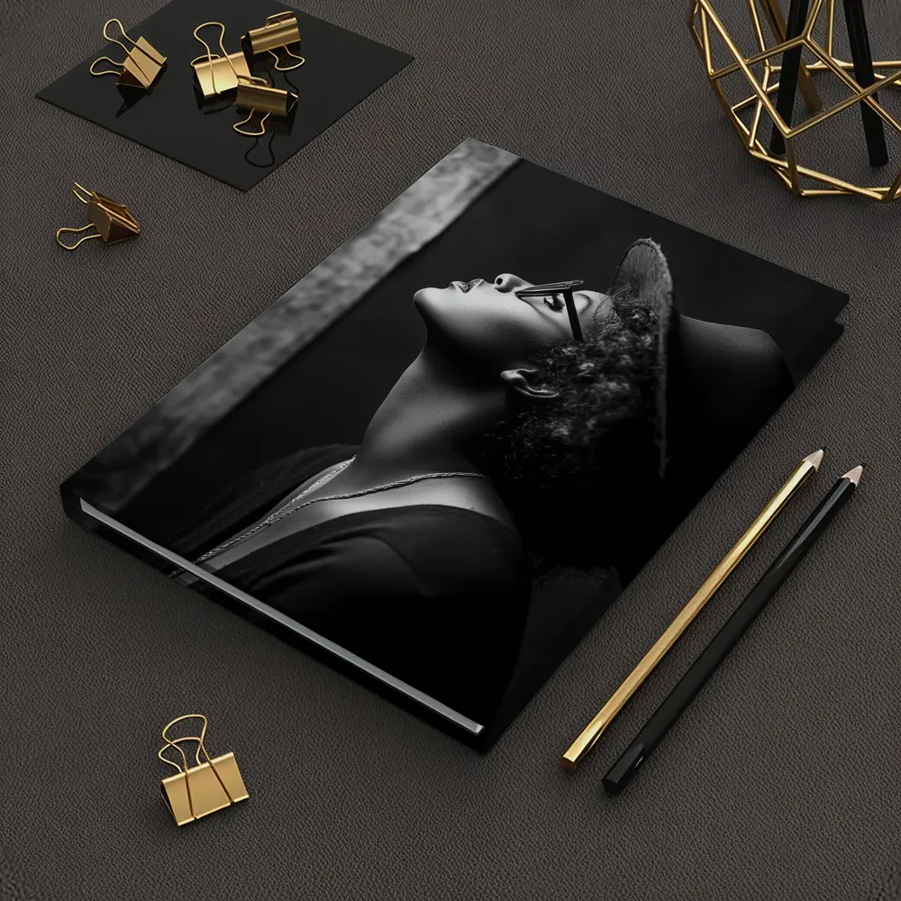 Black and White Woman Portrait Dark Background – Notebooks