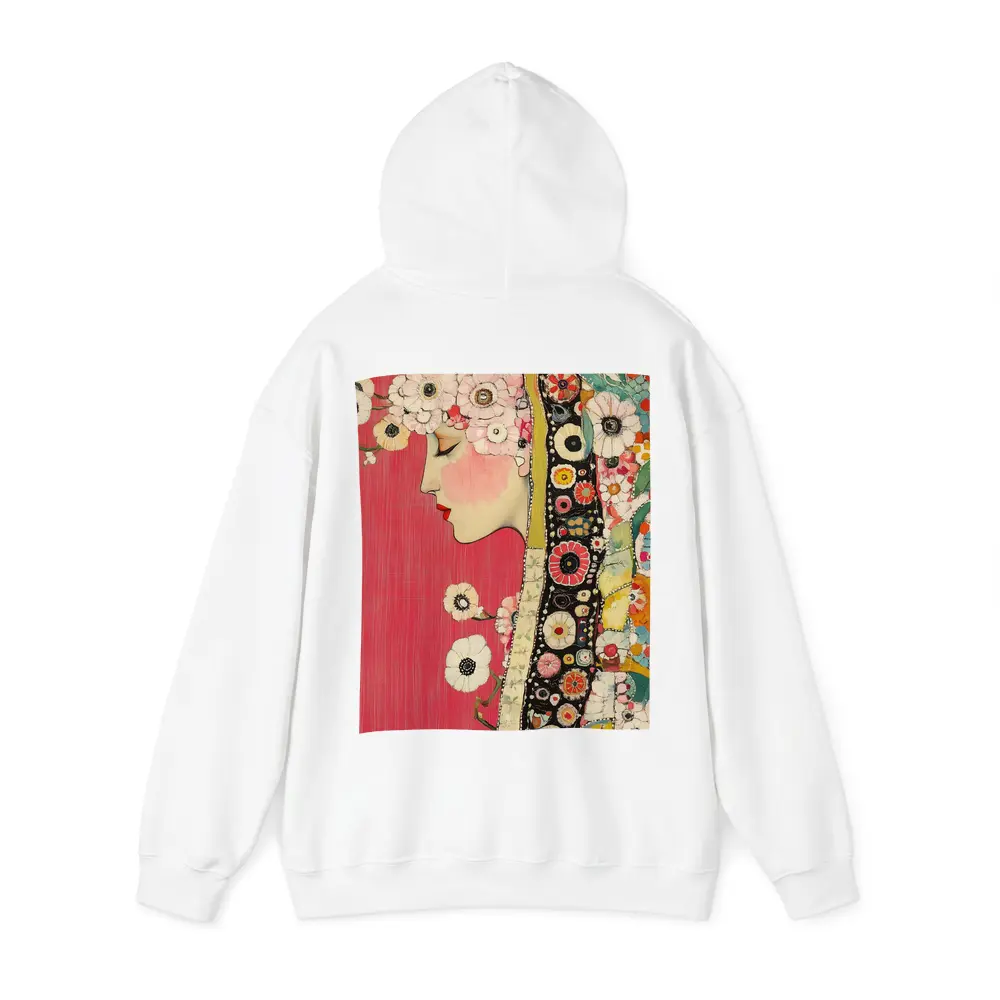 Floral Woman Profile Portrait Pink Background Art – Hoodies