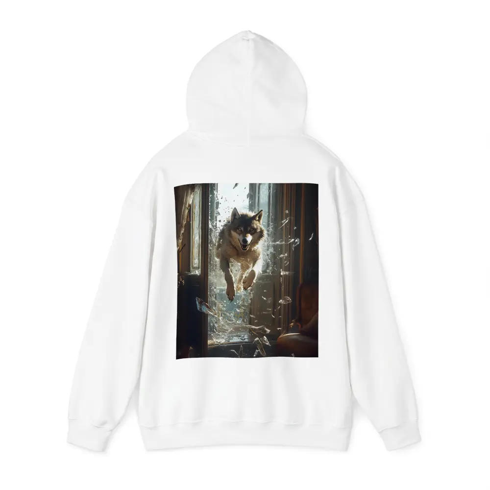 Wolf Leaping Through Shattered Glass Window – Hoodies