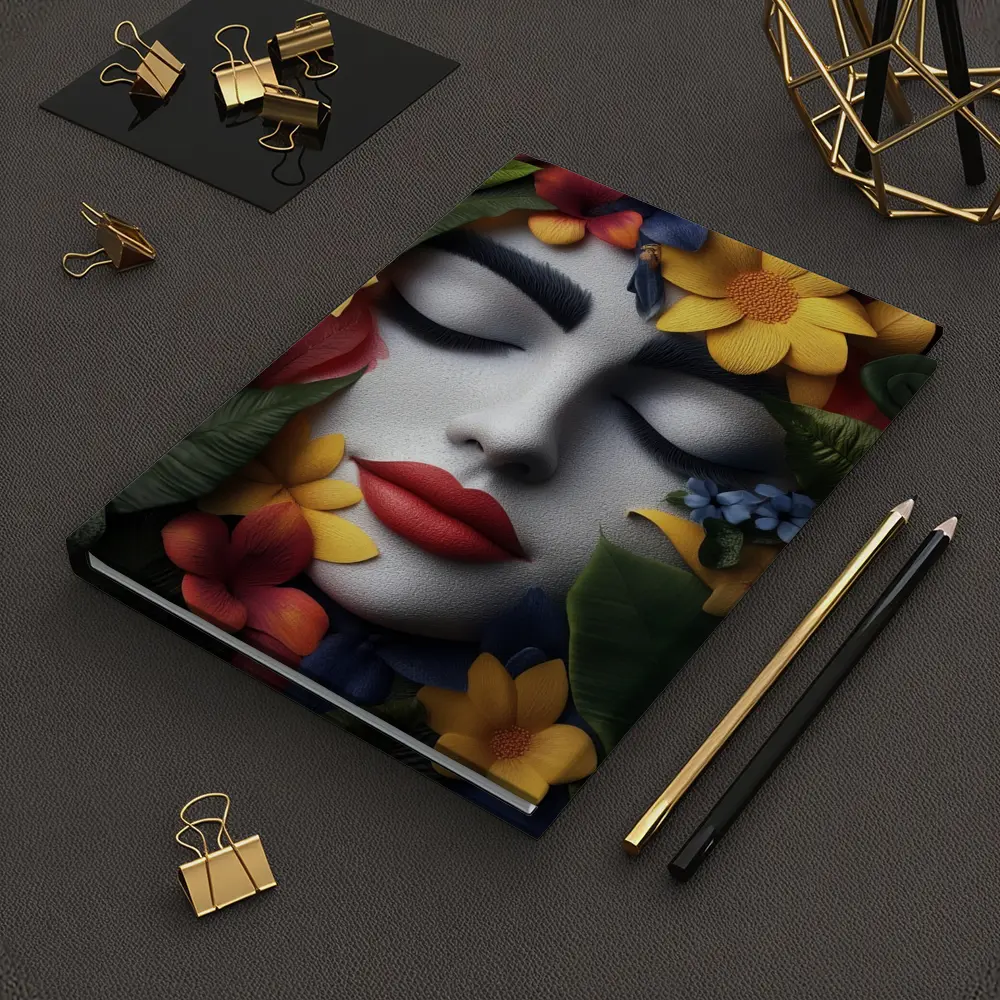 Woman Face Tropical Flowers Colorful Leaves – Notebooks