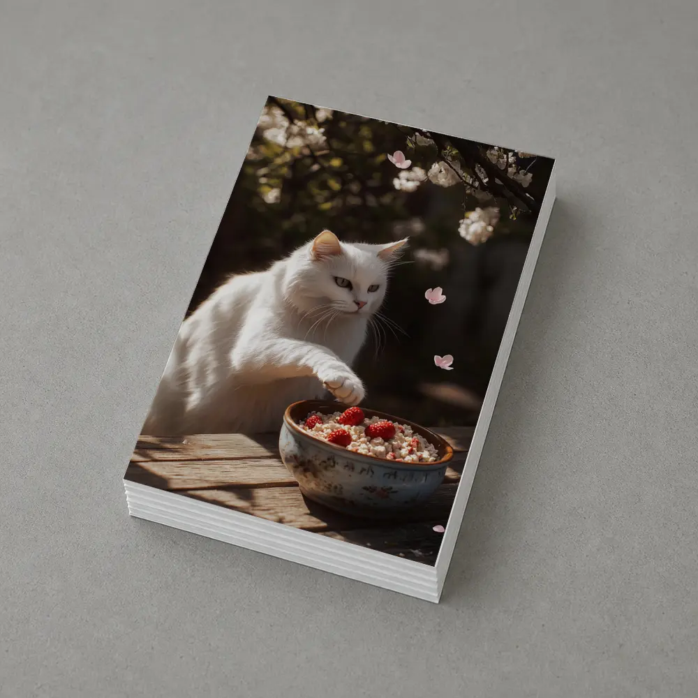 White Cat Cherry Blossoms Garden Bowl – Postcards