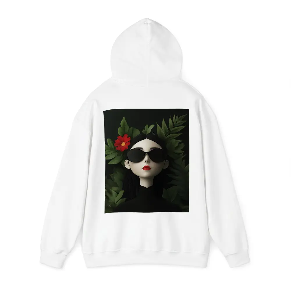 Dark Aesthetic Woman Sunglasses Red Flower Leaves – Hoodies