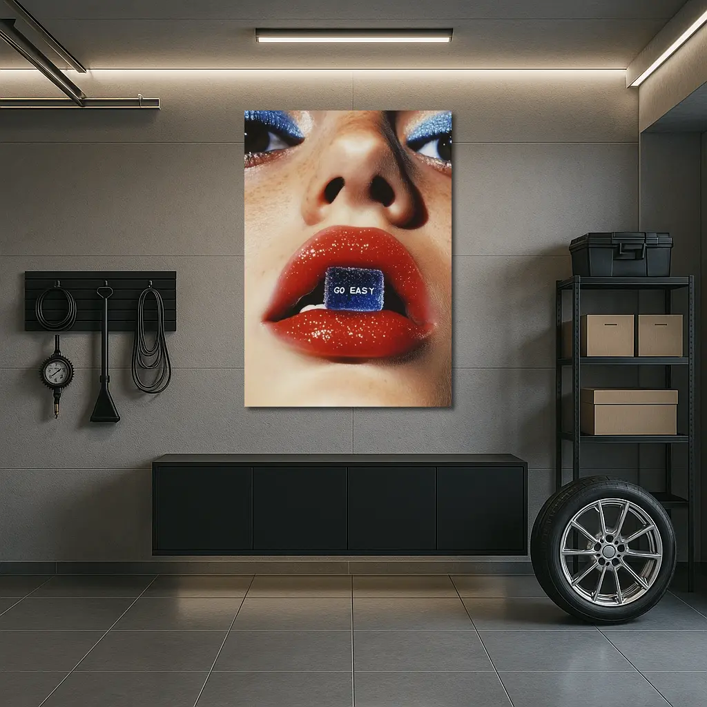 Go Easy Blue Gummy Lips Macro – Wall Art