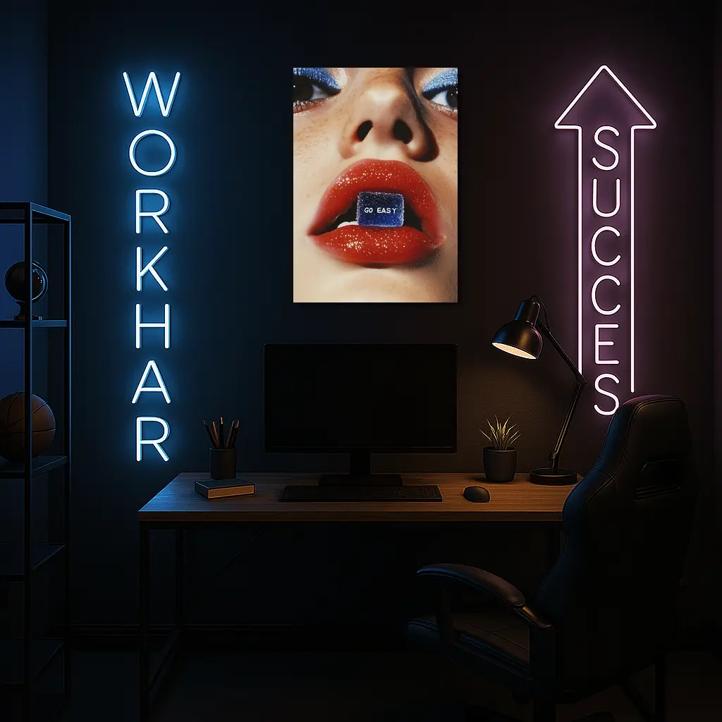 Go Easy Blue Gummy Lips Macro – Wall Art