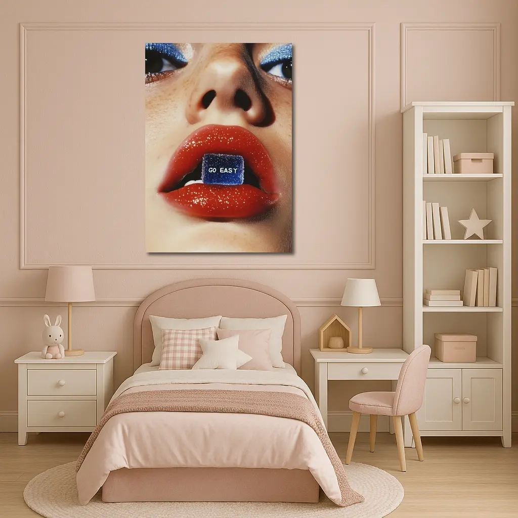 Go Easy Blue Gummy Lips Macro – Wall Art