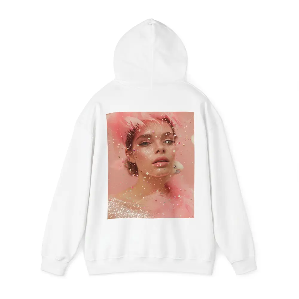 Pink Glitter Woman Portrait Feather Fashion – Hoodies