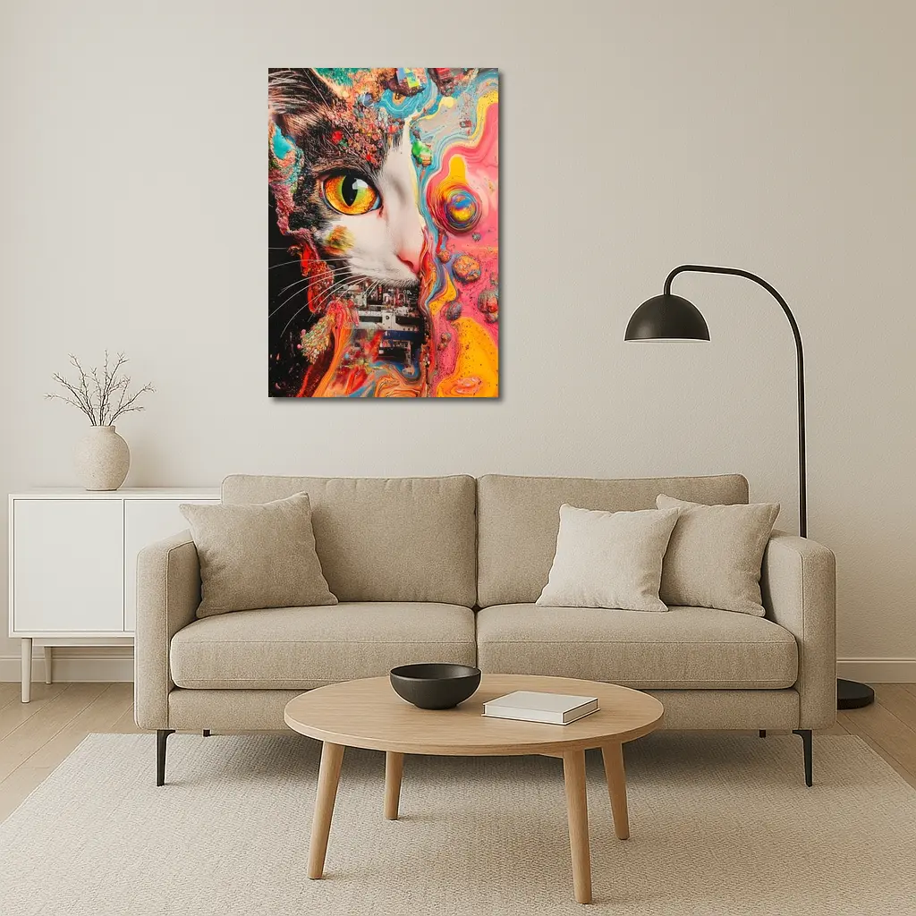 Tuxedo Cat Psychedelic Colorful Abstract Art – Wall Art