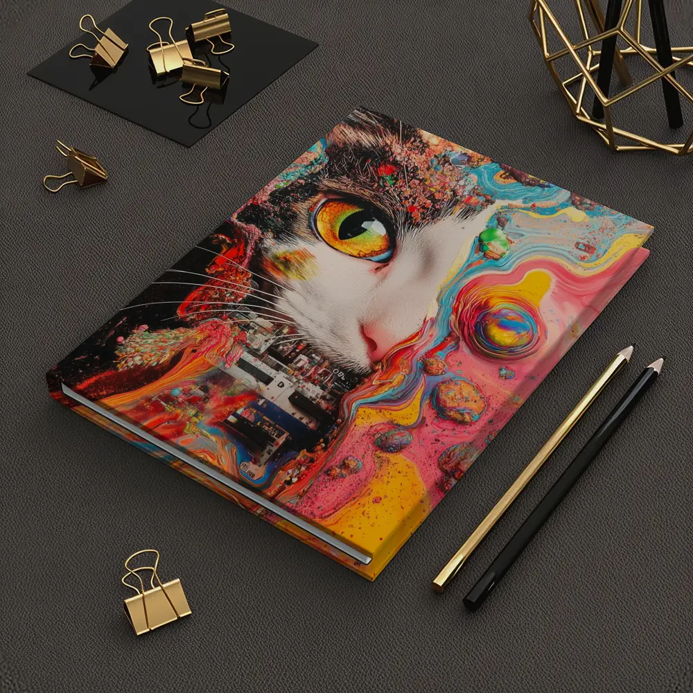 Tuxedo Cat Psychedelic Colorful Abstract Art – Notebooks
