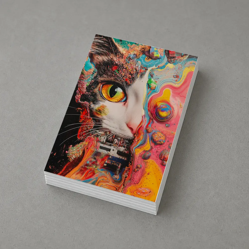 Tuxedo Cat Psychedelic Colorful Abstract Art – Postcards