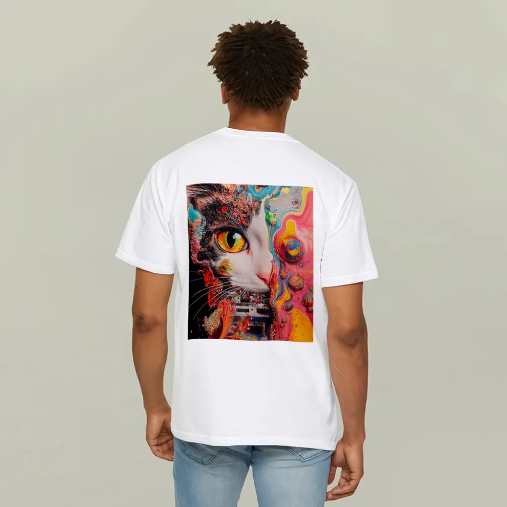 Tuxedo Cat Psychedelic Colorful Abstract Art – T-Shirts