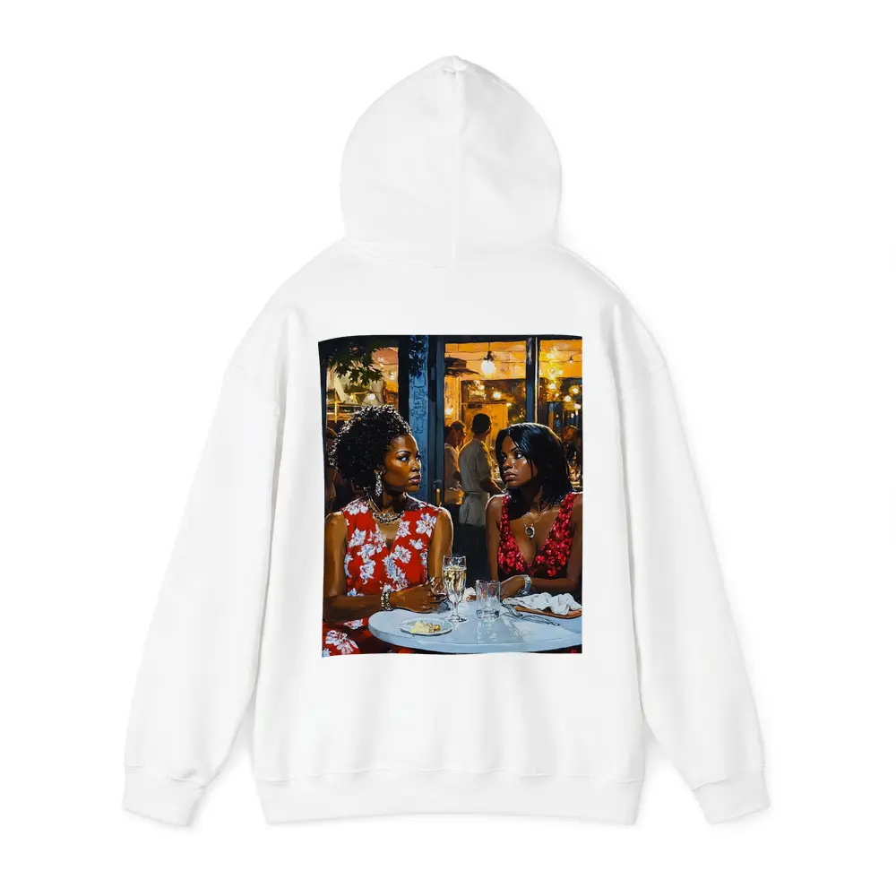 Two Women Dining at Night Restaurant – Hoodies