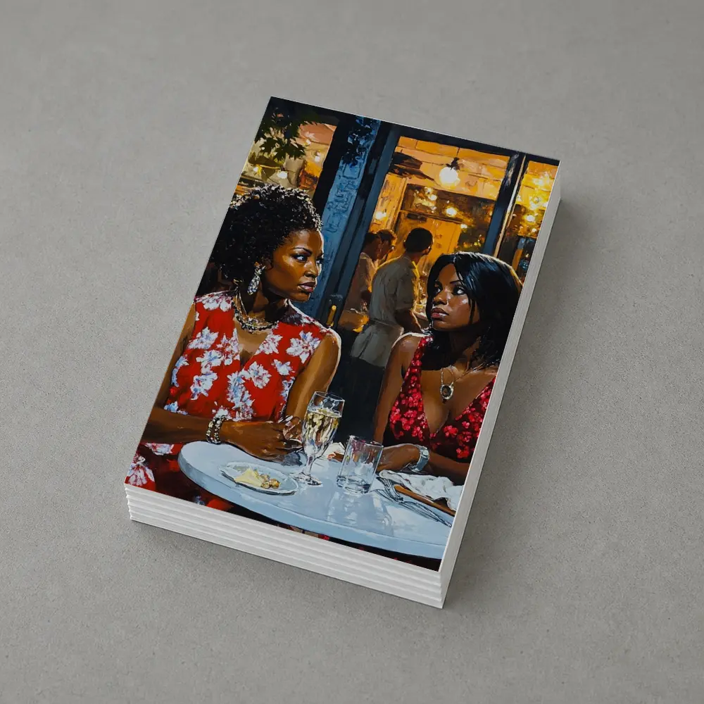 Two Women Dining at Night Restaurant – Postcards