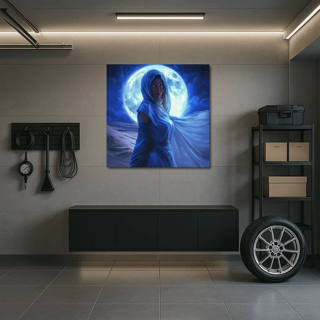 Fantasy Woman Blue Moon Desert Night Art – Wall Art