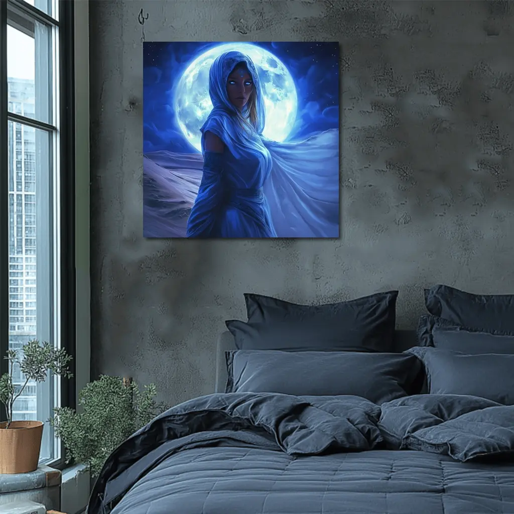 Fantasy Woman Blue Moon Desert Night Art – Wall Art