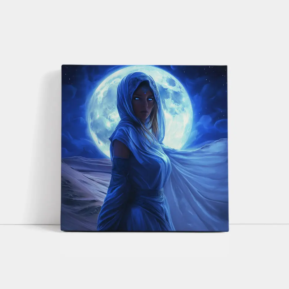 Fantasy Woman Blue Moon Desert Night Art – Wall Art