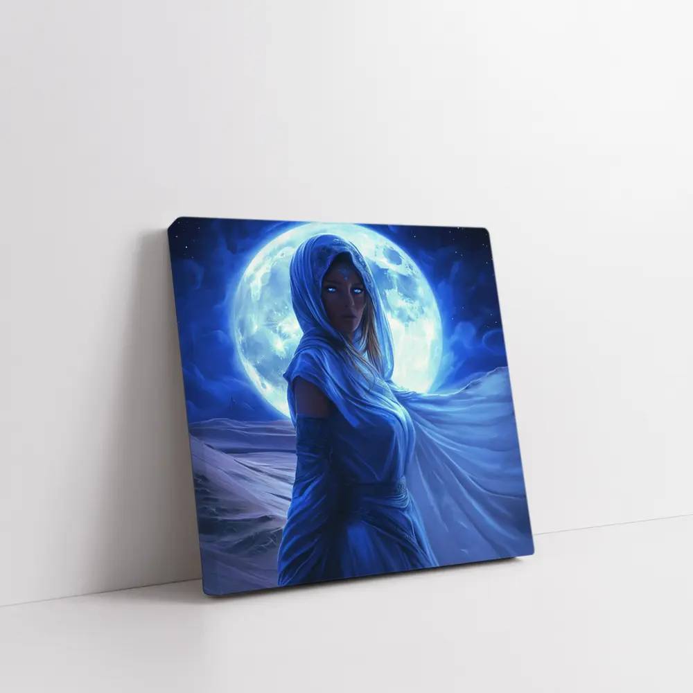 Fantasy Woman Blue Moon Desert Night Art – Wall Art