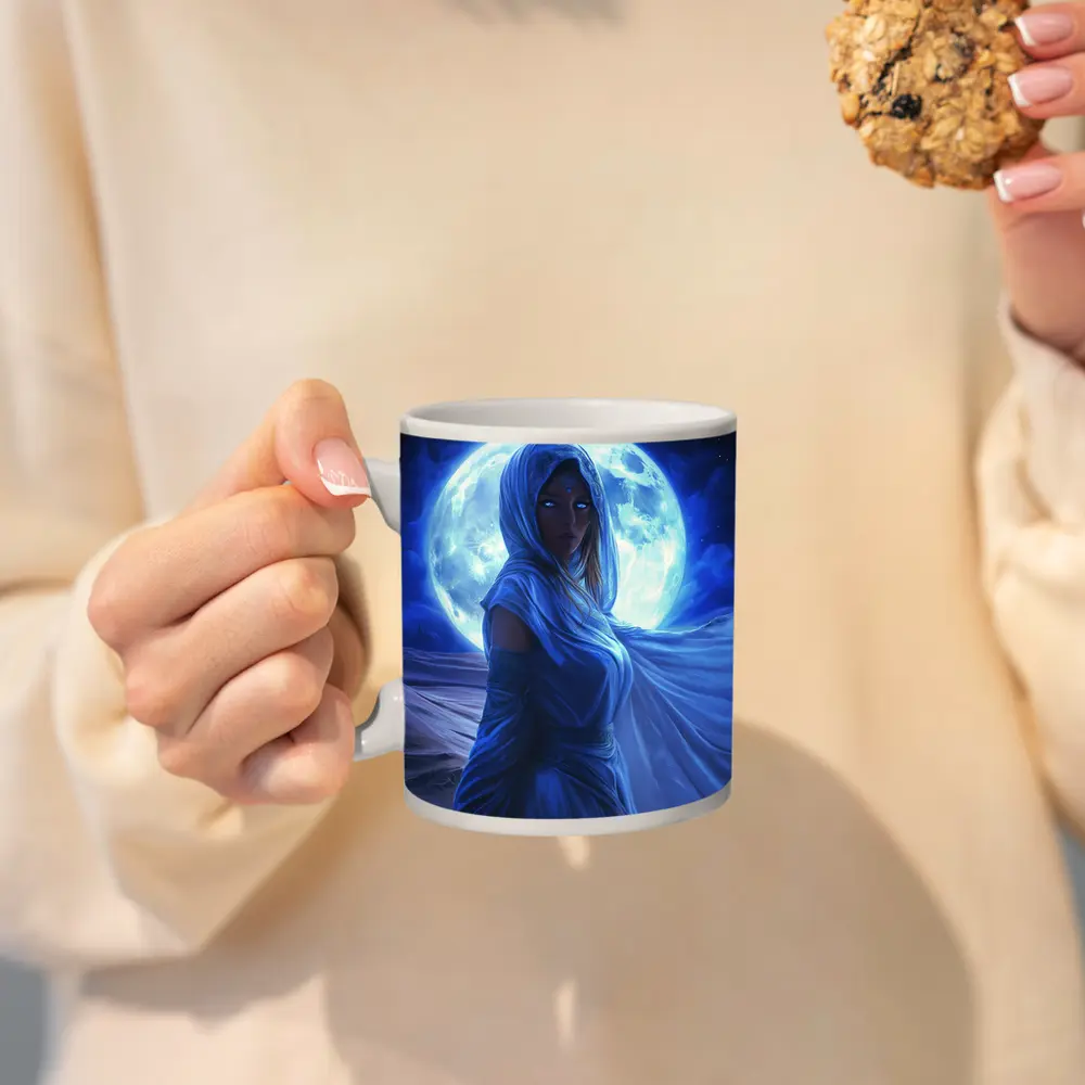Fantasy Woman Blue Moon Desert Night Art – Mugs