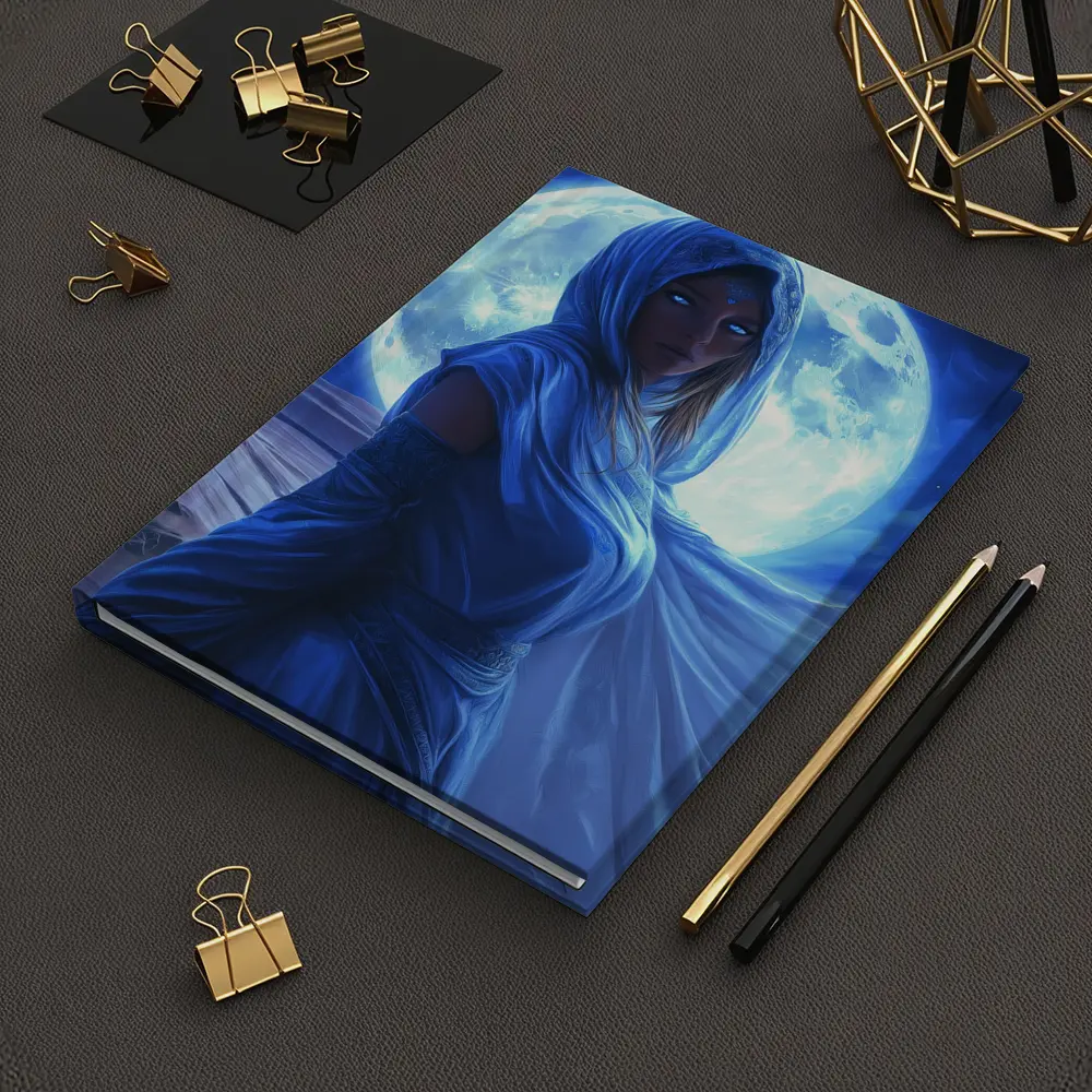 Fantasy Woman Blue Moon Desert Night Art – Notebooks