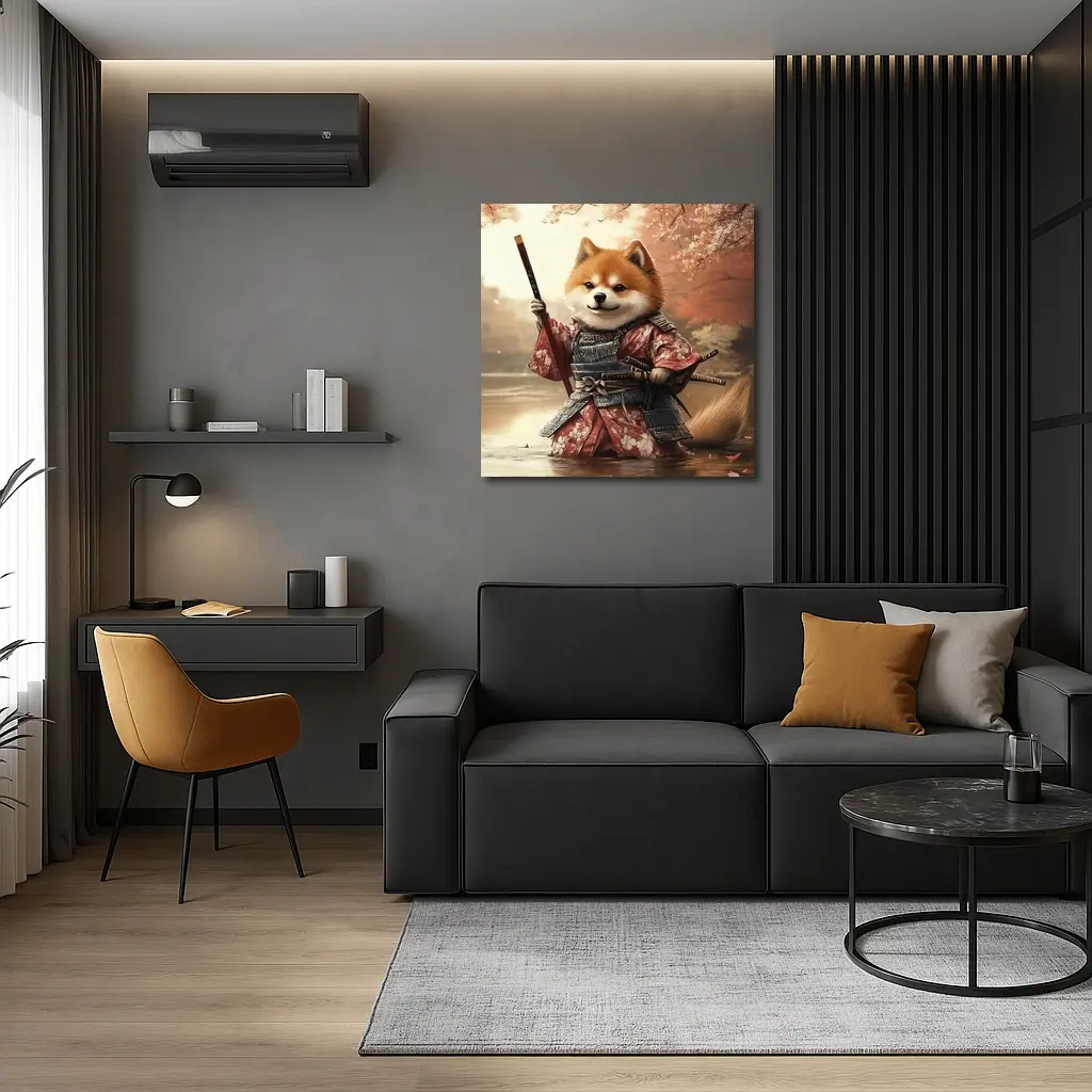 Shiba Inu Samurai Cherry Blossom Warrior Art – Wall Art