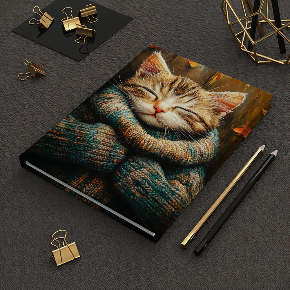 Cozy Tabby Kitten Wrapped In Knit Sweater – Notebooks