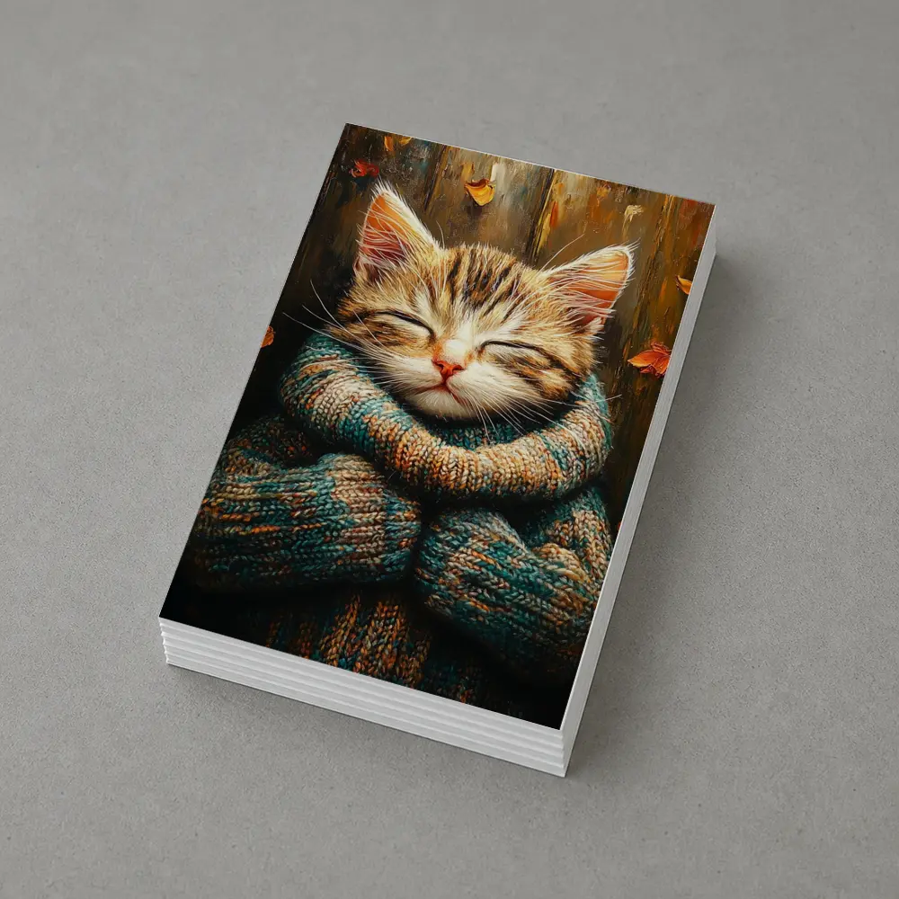 Cozy Tabby Kitten Wrapped In Knit Sweater – Postcards