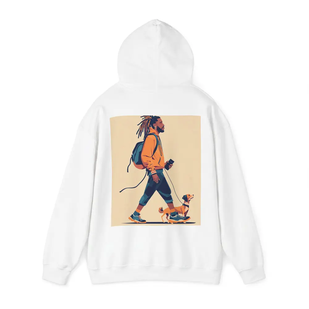 Man Walking Dog Flat Art Style – Hoodies