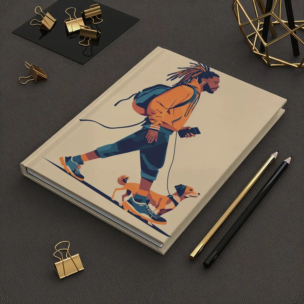 Man Walking Dog Flat Art Style – Notebooks