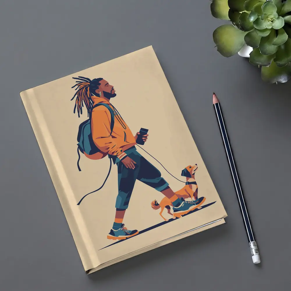 Man Walking Dog Flat Art Style – Notebooks