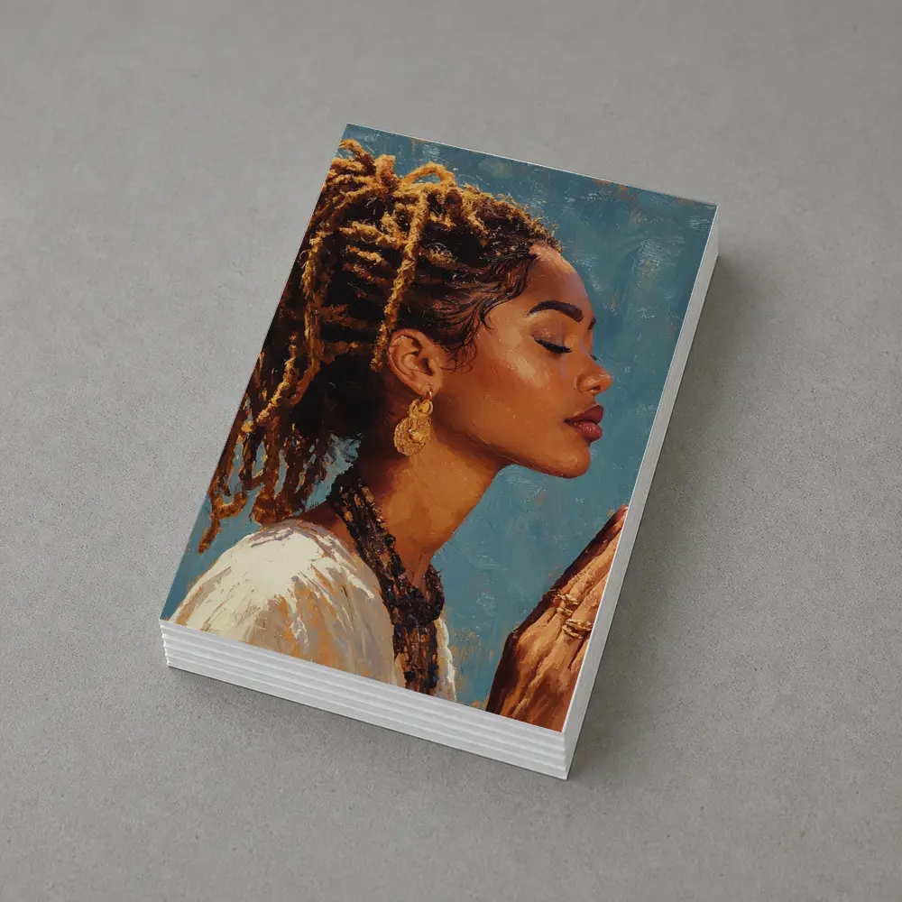 Black Woman Praying Oil Painting Blue Background – Postcards