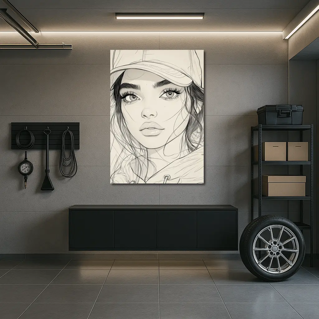 Young Woman Sketch Line Art Portrait – Wall Art