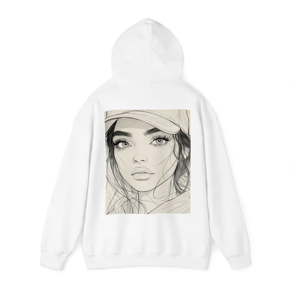 Young Woman Sketch Line Art Portrait – Hoodies