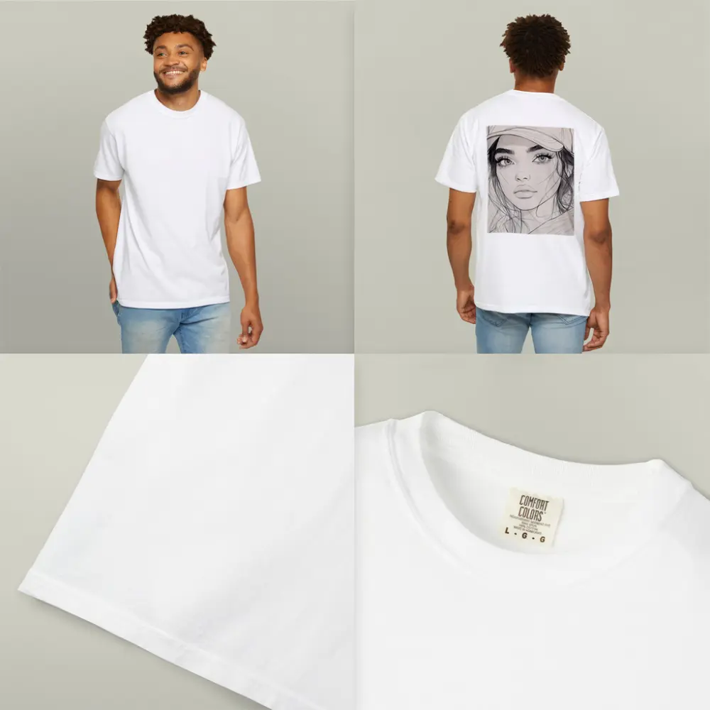 Young Woman Sketch Line Art Portrait – T-Shirts
