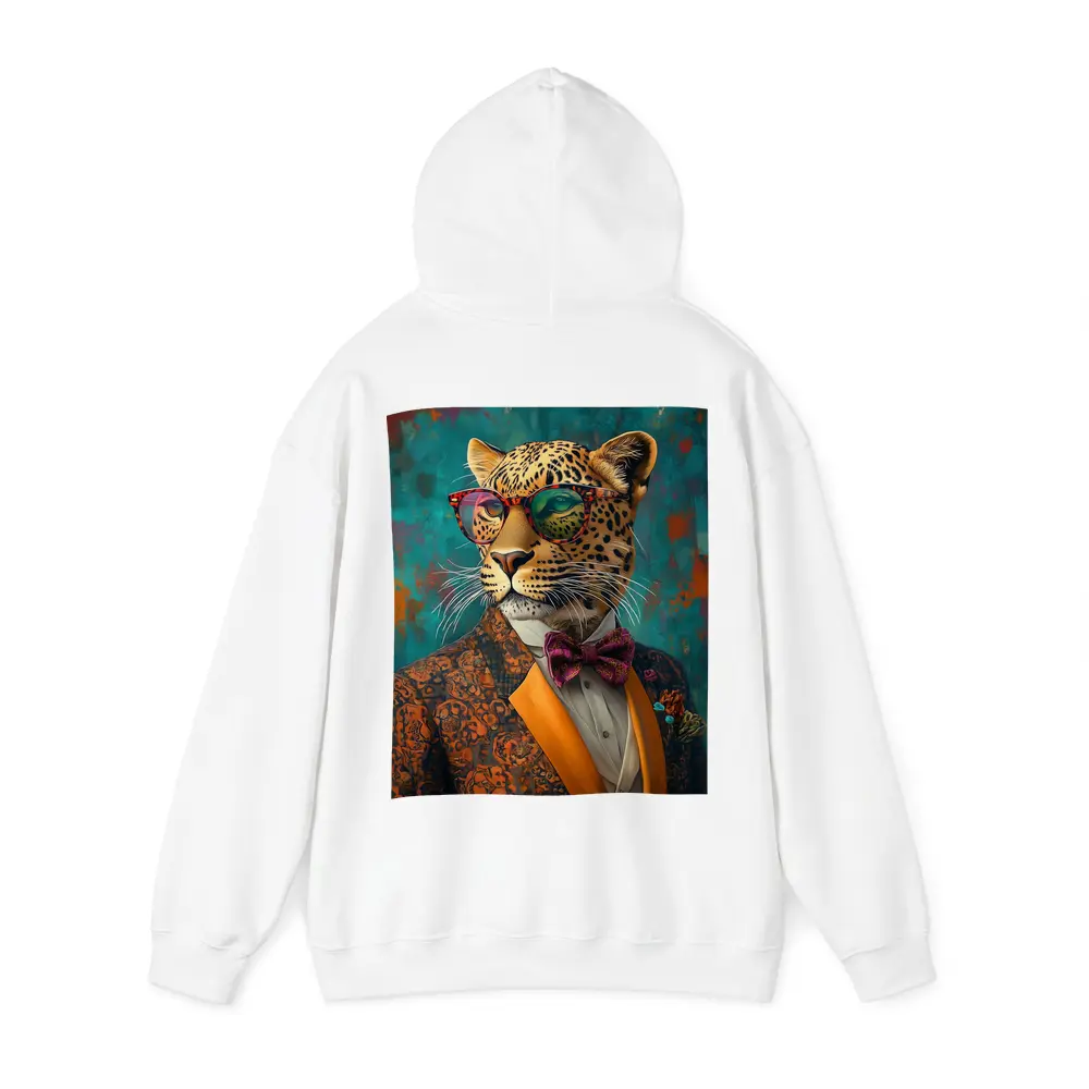 Dapper Leopard In Suit Teal Background – Hoodies