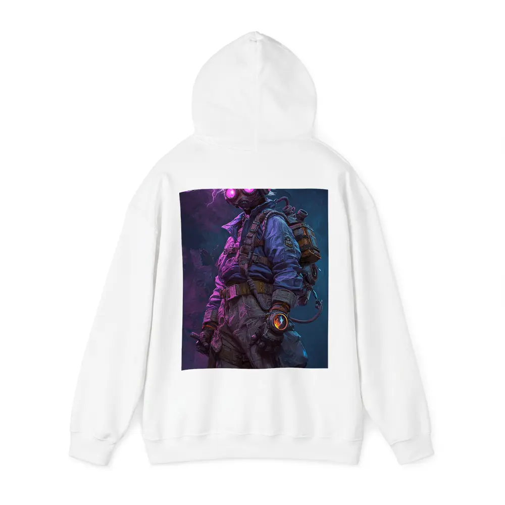 Cyberpunk Soldier Gas Mask Neon Lightning Art – Hoodies