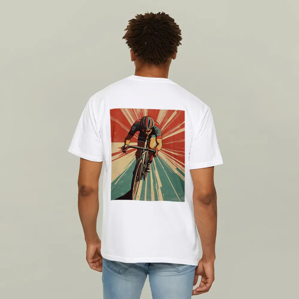 Retro Cyclist Racing Sunburst Propaganda Art Style – T-Shirts