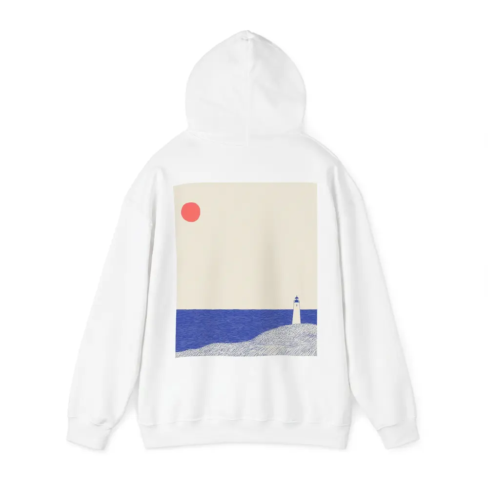 Minimalist Lighthouse Blue Ocean Red Sun – Hoodies